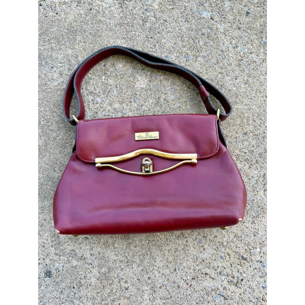 Etienne Aigner Vintage Burgundy Leather Shoulder Bag Gold Tone Hardware 70s